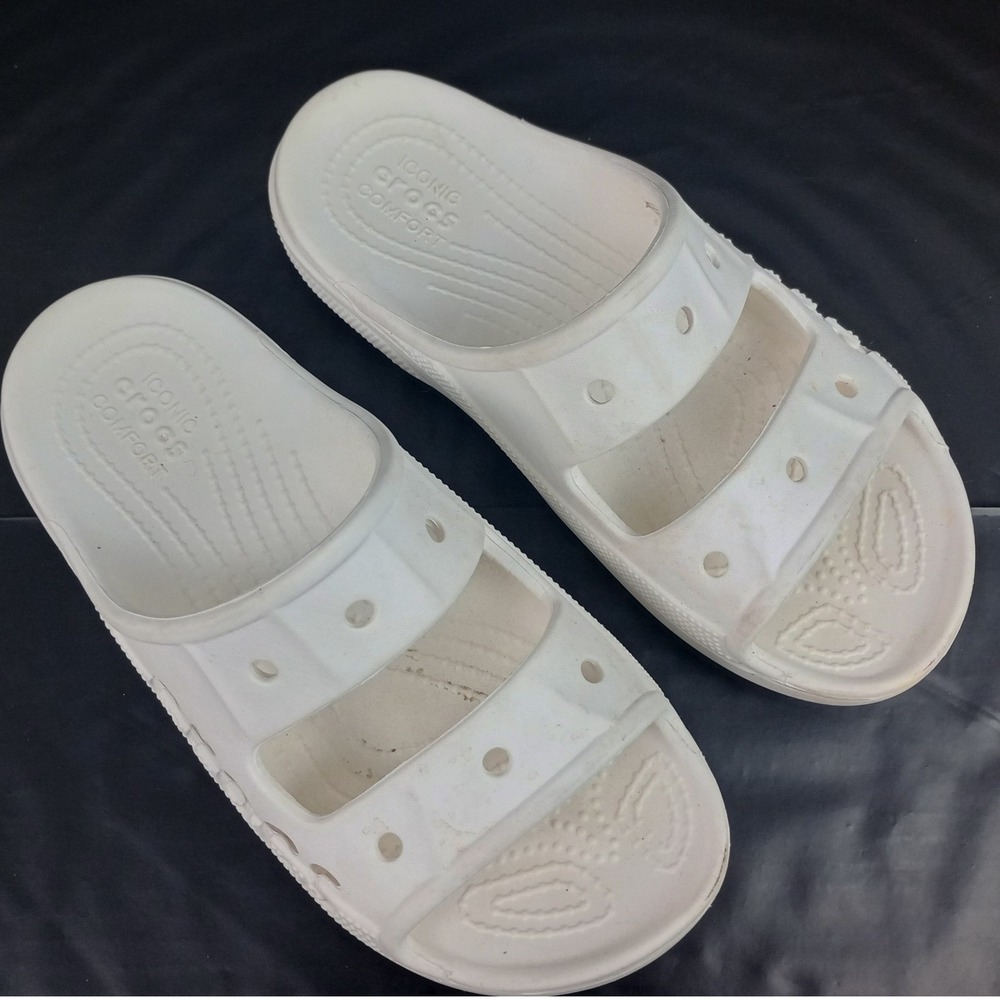 Crocs Unisex 6 White Two Strap Slip On Waterproof Comfort Classic Sandal Slides